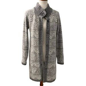 Maryline Italian Gray Knit Long Button Down Sweater